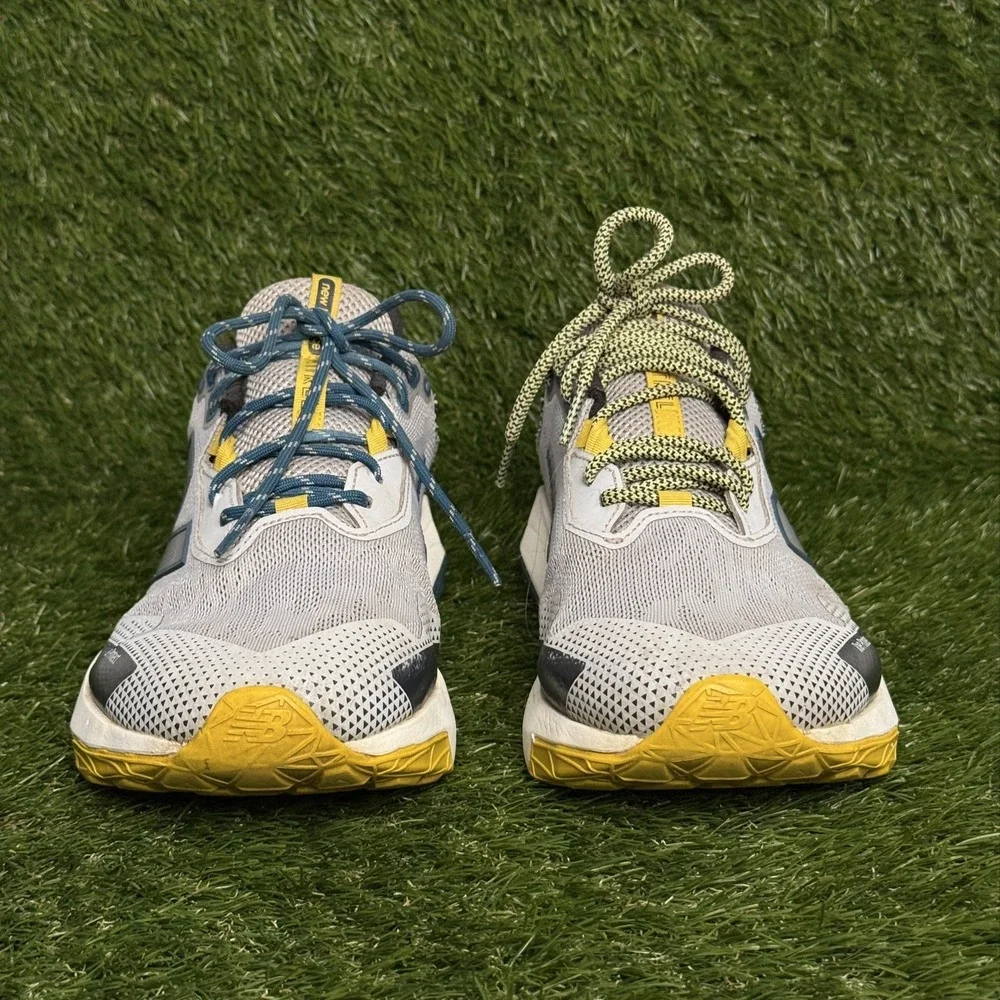 New Balance Shando Men Gray Blue Yellow Mesh Trail Running Sneakers Size 11